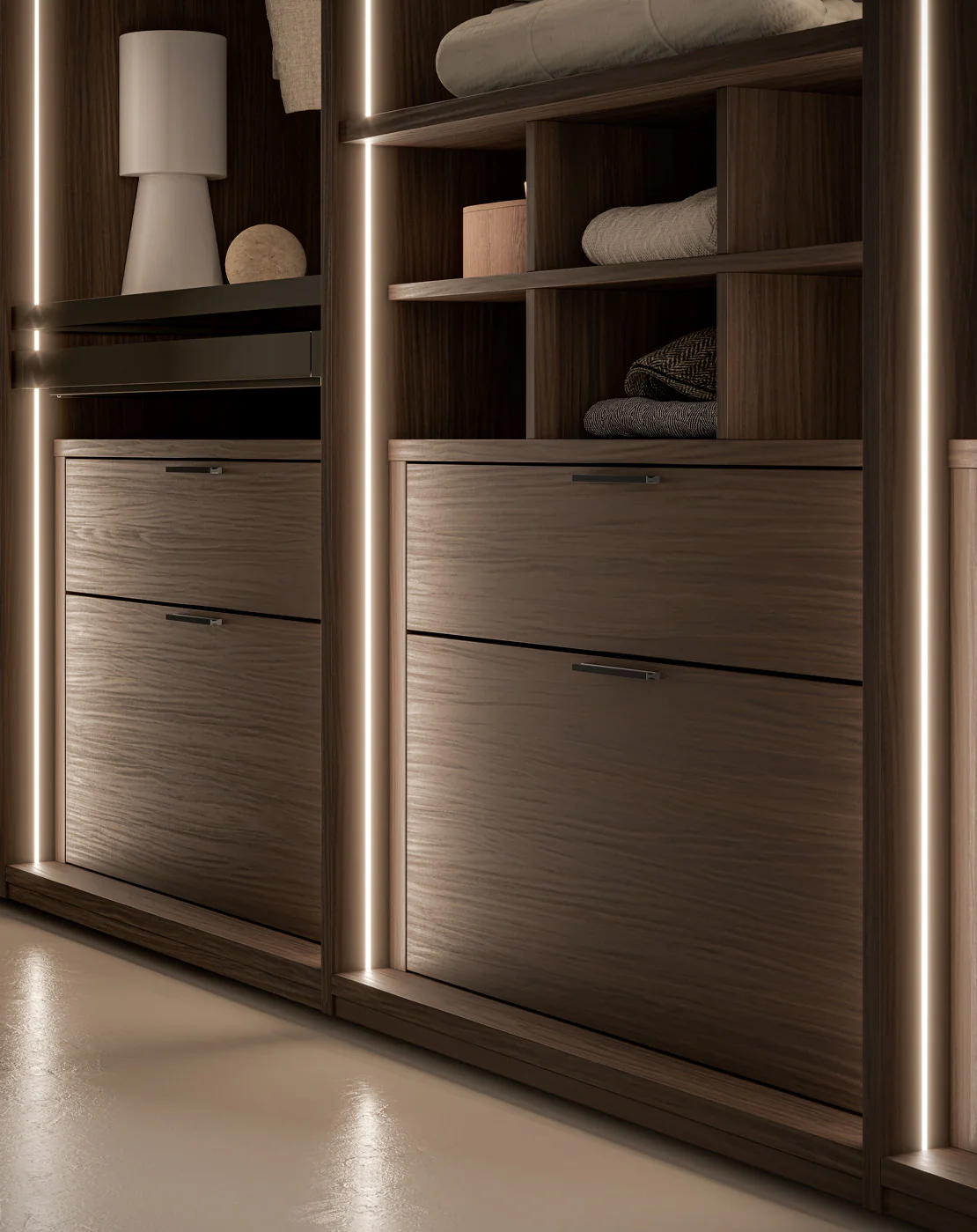 Structure ouverte d’un dressing et accessoires coulissants